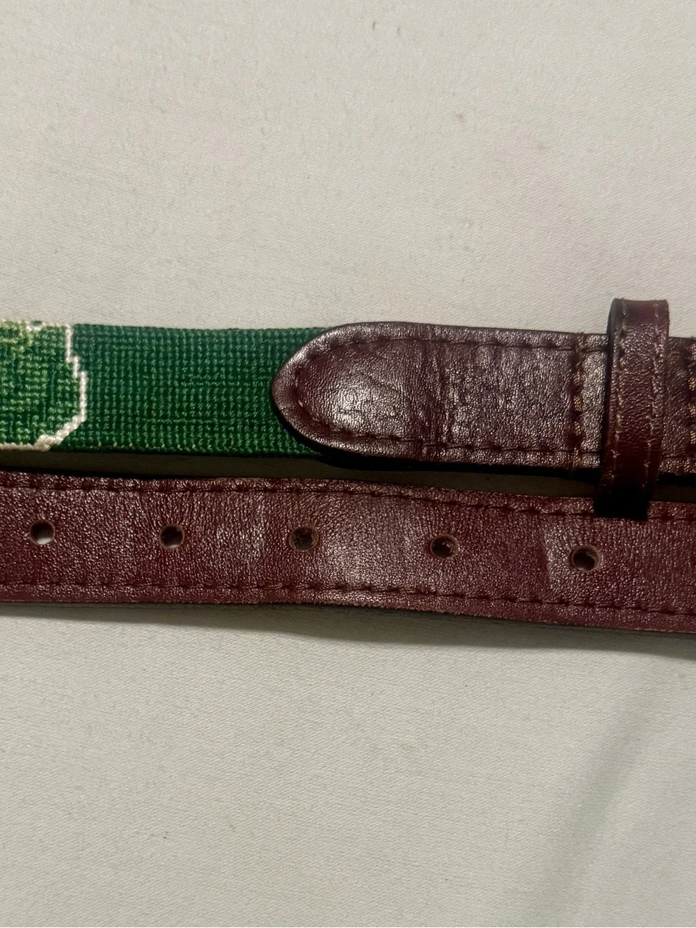 SMATHERS & BRANSON Belt Leather Needlepoint Athens Academy Spartan Georgia YMed